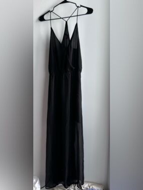 H&M Black Spaghetti-Strap V-Neck Maxi Dress